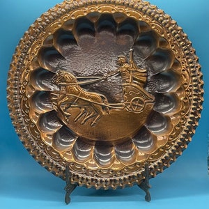 Vintage Decorative “Gladiator “Copper Hanging Raised Relief Plate