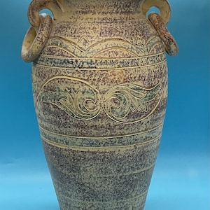 Vintage Handmade MoroccanPottery Clay / Terracotta 12.5 Inches Vase /Pot .Earthenware Pottery