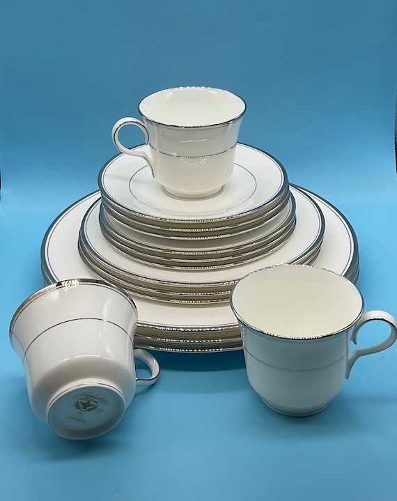 Vintage Noritake Bone China 9707 Fairbanks Platinum Japan 5 Piece