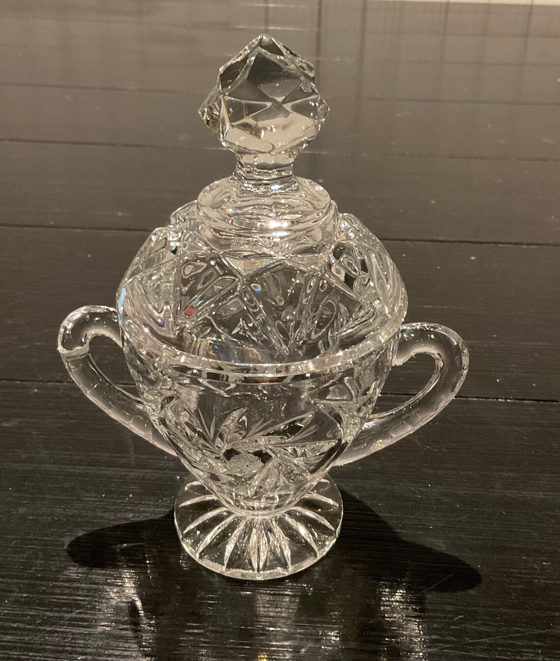 Vintage Crystal Sugar Bowl with Lid and Creamer Set Etsy