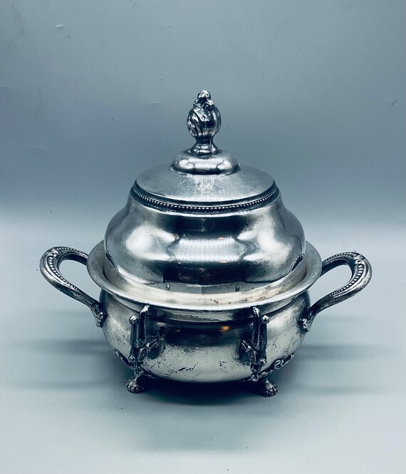 Benedict Mfg Co. Quadruple Silverplate Antique 3 Pc. Butter Bowl