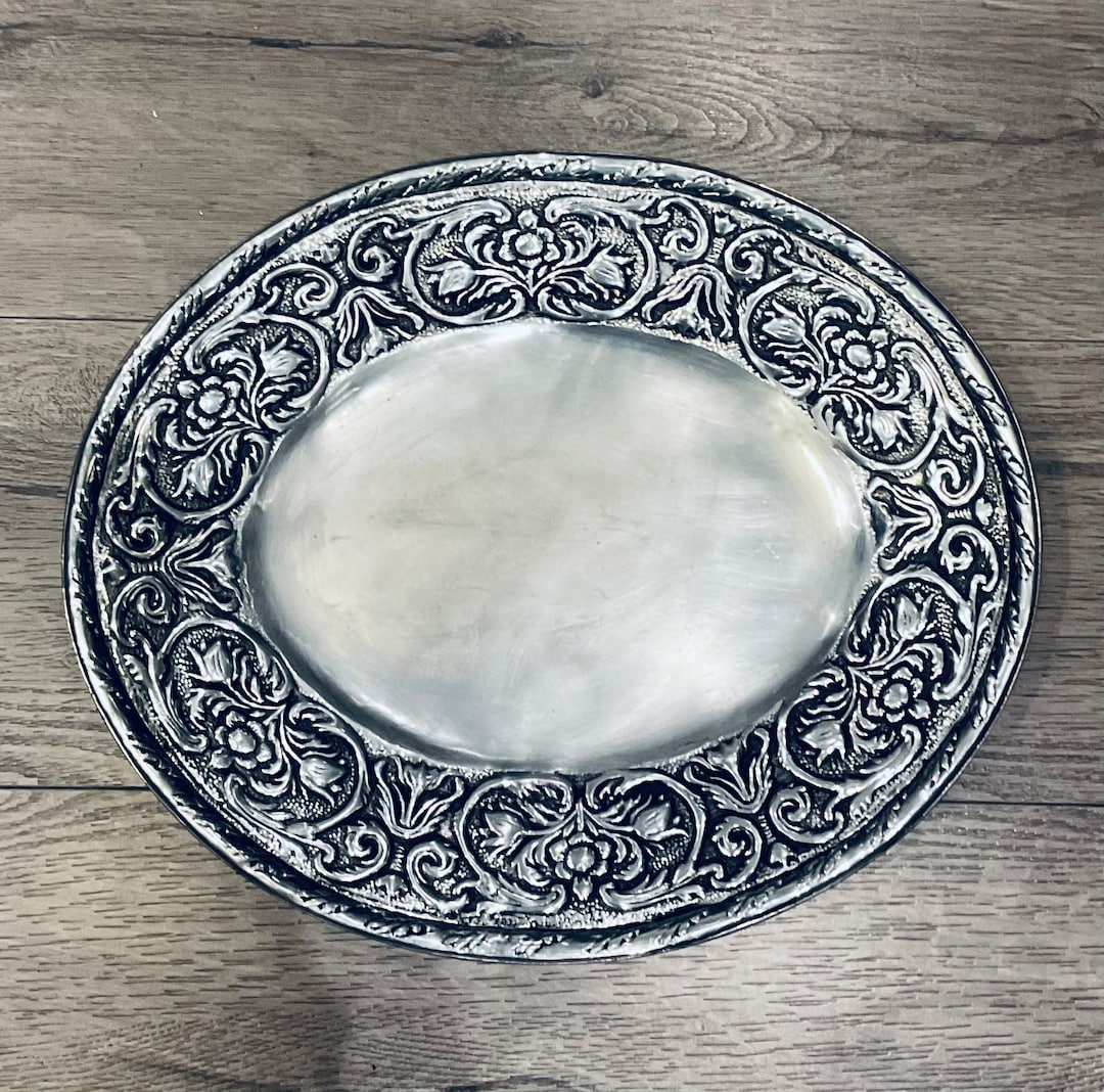 Vintage the Wilton Co. Pewter Oval Tray/ Platter Bordered With