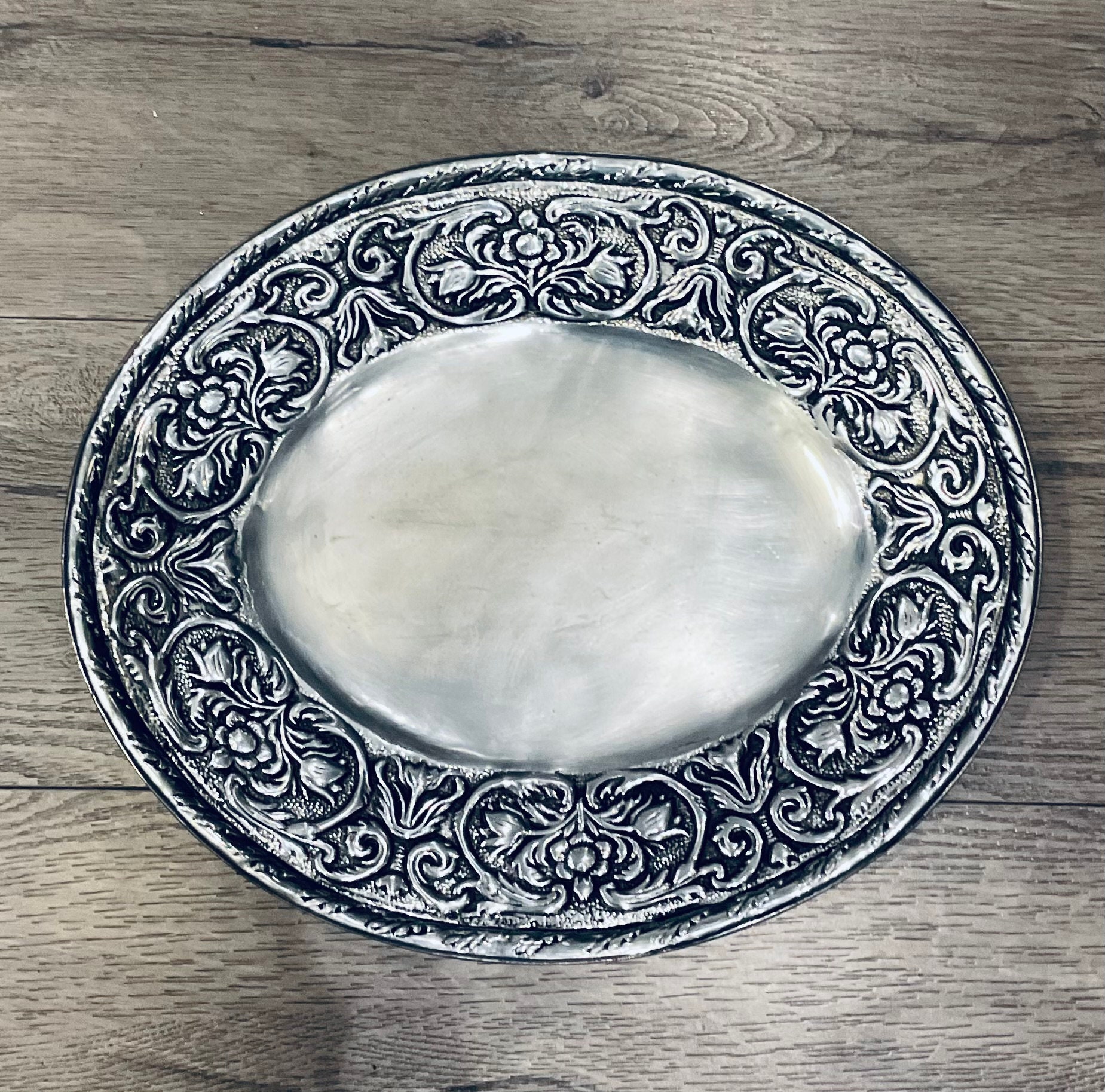 Vintage the Wilton Co. Pewter Oval Tray/ Platter Bordered With
