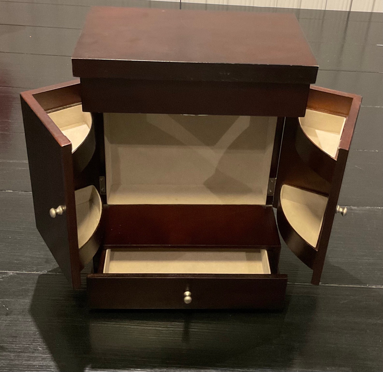 Vintage Wooden Mirrored Jewelry Box in Mahogany Finish Etsy