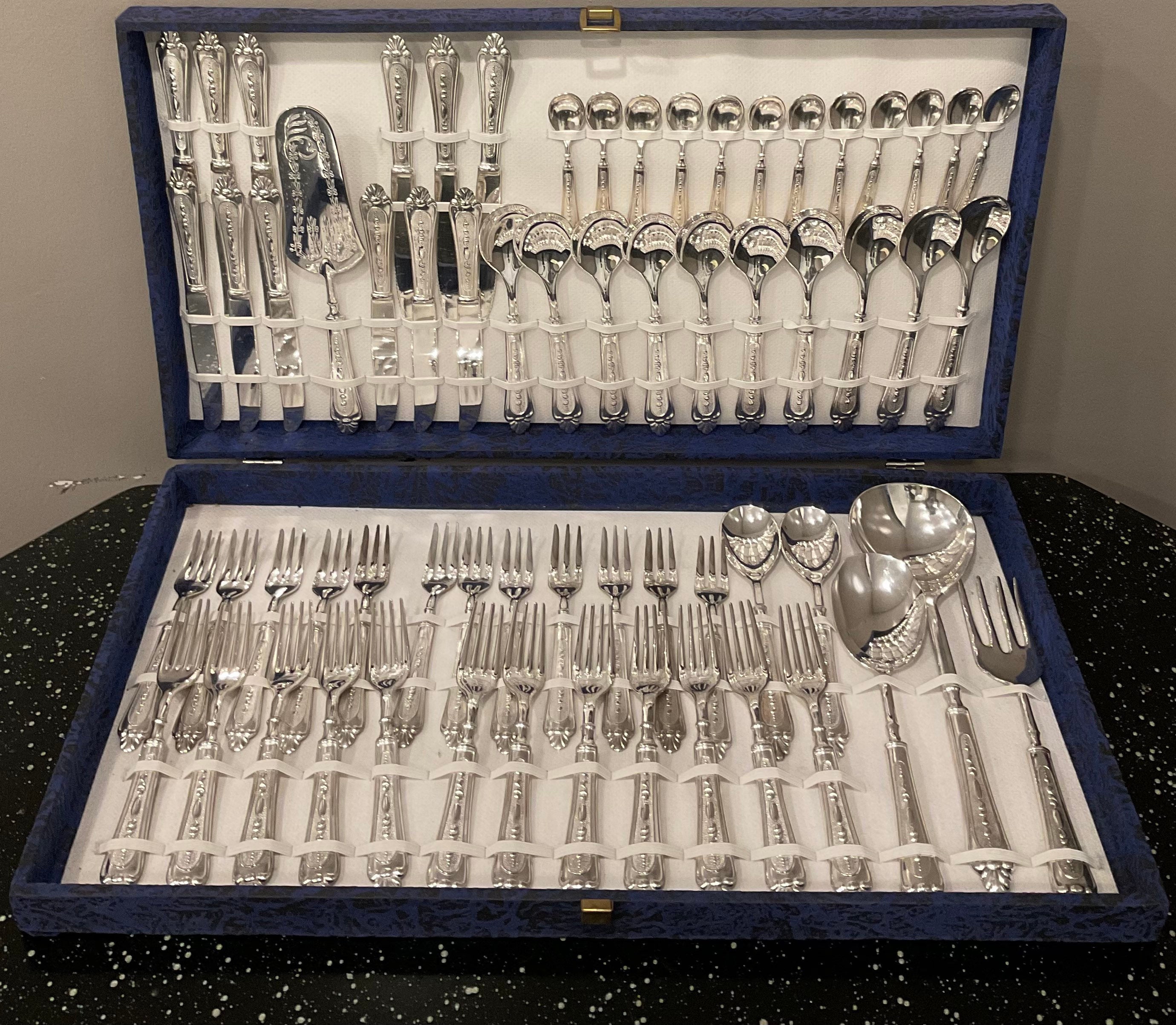 Vintage EP Zing Italy Plated 800 Silver Flatware Service Set for