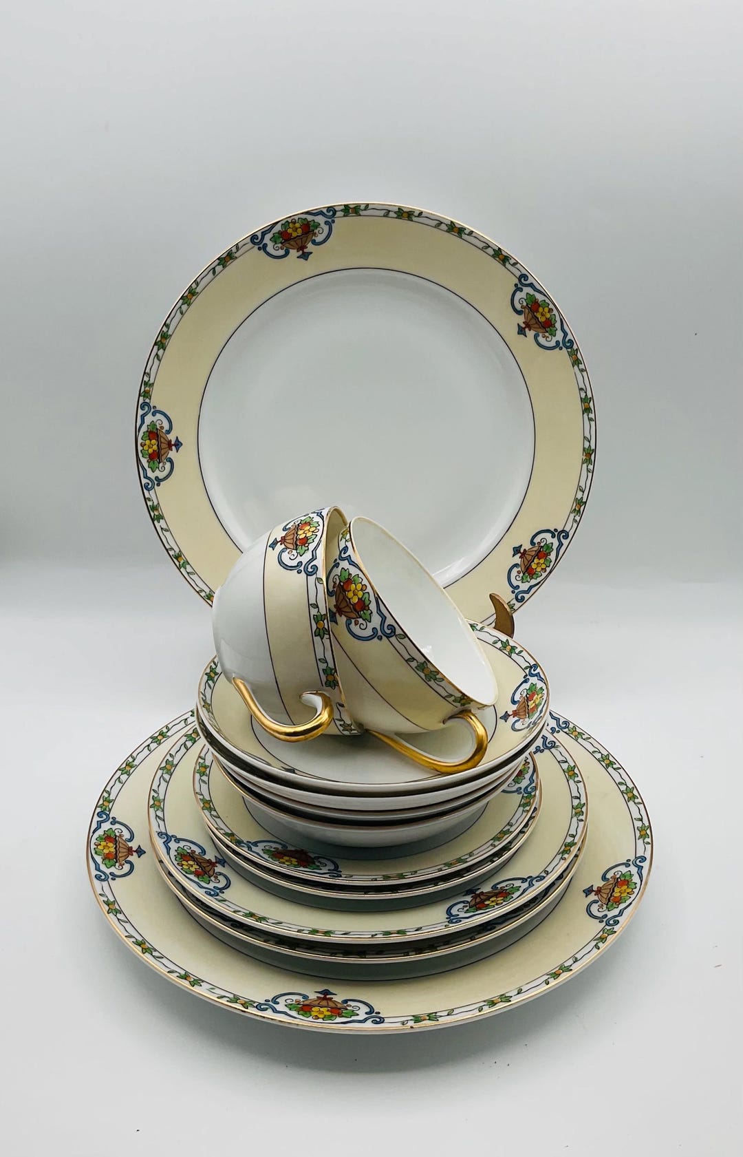 MEITO 食器セット　② Vintage Meito China Hand Painted Made in Japan 6 Piece Place