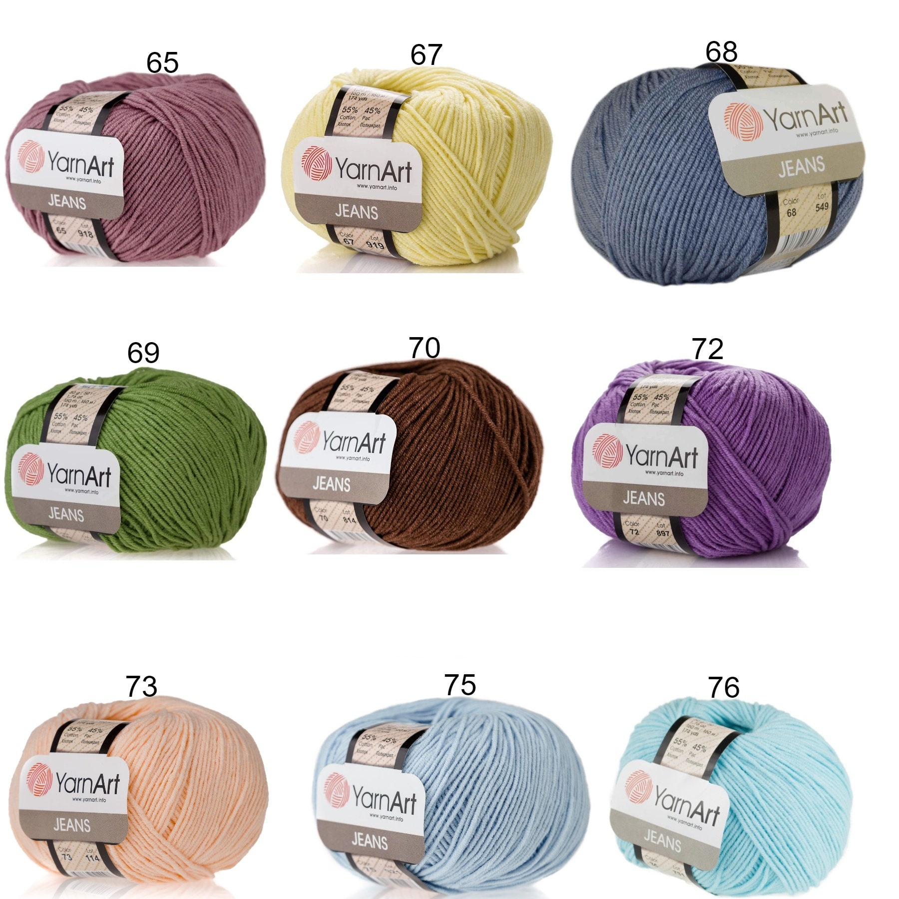 Yarnart Jeans 50 gr 160 mt sport weight cotton blend yarn for Etsy