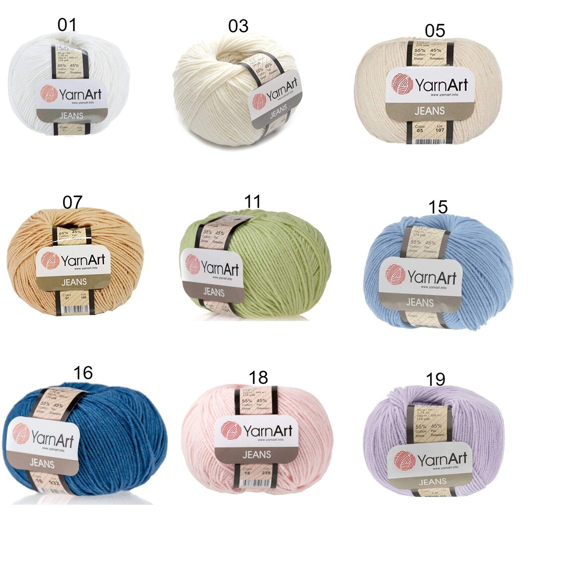 Yarnart Jeans 50 gr 160 mt sport weight cotton blend yarn for Etsy