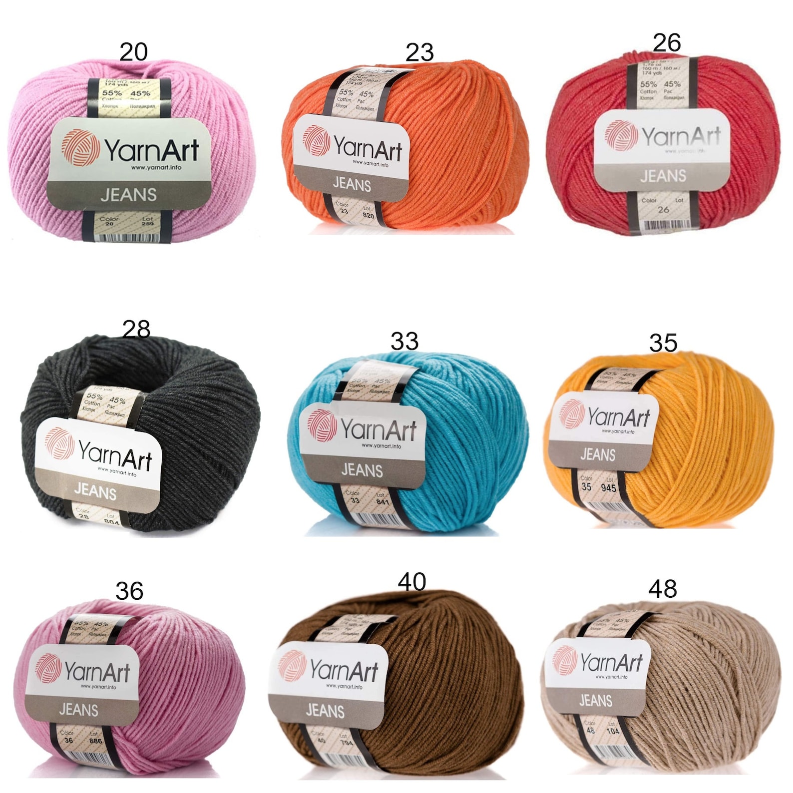 Yarnart Jeans 50 gr 160 mt sport weight cotton blend yarn for Etsy