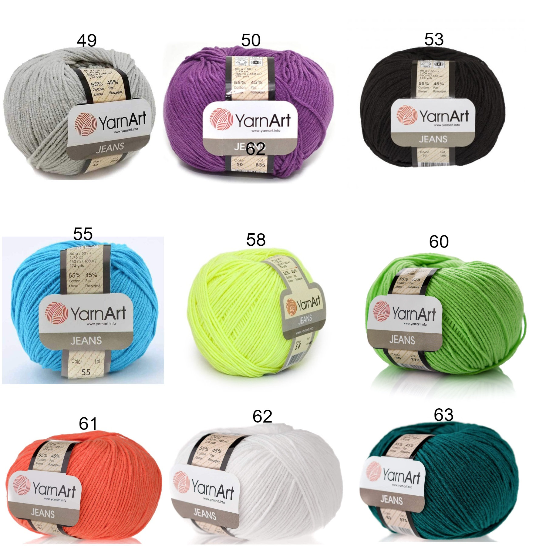 Yarnart Jeans 50 gr 160 mt sport weight cotton blend yarn for Etsy