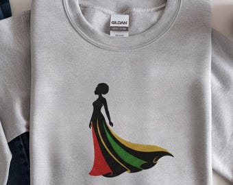 Vrouw geborduurde trui Afrikaans-Amerika Black History Month-sweater Queen