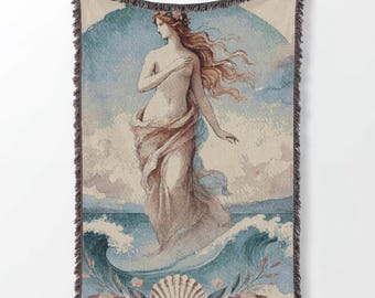 Birth of Venus Woven Blanket Medieval Tapestry Renaissance Tapestry Boho Tapestry Medieval Art on Woven Blanket Inspired by Botticelli