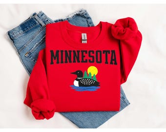 Minnesota Embroidered Sweatshirt The Loon State Moving to Minnesota Gift Minneapolis Top Minnesotans Apparel Souvenir