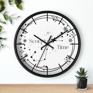 Scorpio Zodiac Wall Clock November Birthday Gift Astrology Wall Decor Horoscope Clock gift for Dad Home Decor Scorpio Constellation Clock