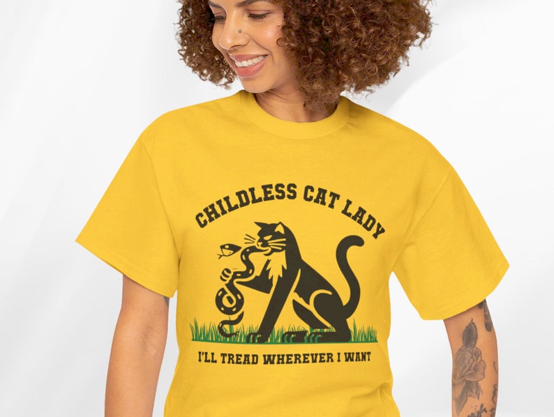 I will tread wherever I want cat lady for Kamala Harris 2024 election shirt in yellow