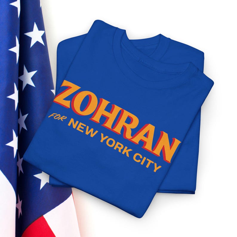 Zohran Mamdani for Mayor Tee: Vote Zohran, Progressive Democrats Neon Blue
