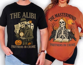 Couples Halloween Skeleton Shirt: Retro Comfort Colors Matching T-Shirt