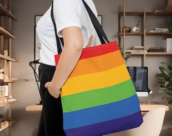 Rainbow Pride Tote Bag: LGBTQ+ Polyester Shopping Bag