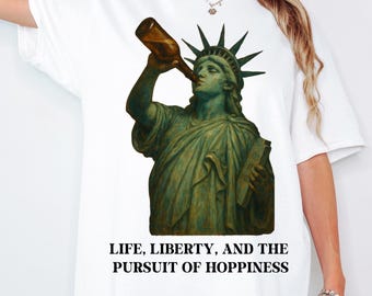Funny Lady Liberty July 4th T-Shirt: Patriotic Women's Tee
