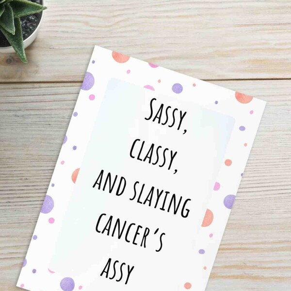 Card for Cancer Patient Motivational Chemo Card Funny Handmade Card Cancer Warrior Sassy Gift Encouragement Card for Women with Hair Loss