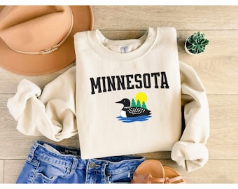 Minnesota Embroidered Sweatshirt The Loon State Moving to Minnesota Gift Minnesota Travel Top Minnesota Apparel Souvenir
