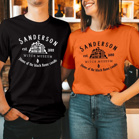 Sanderson Witch Museum Hocus Pocus Merch Black Flame Candle Salem 1693 Halloween Shirt T-1707