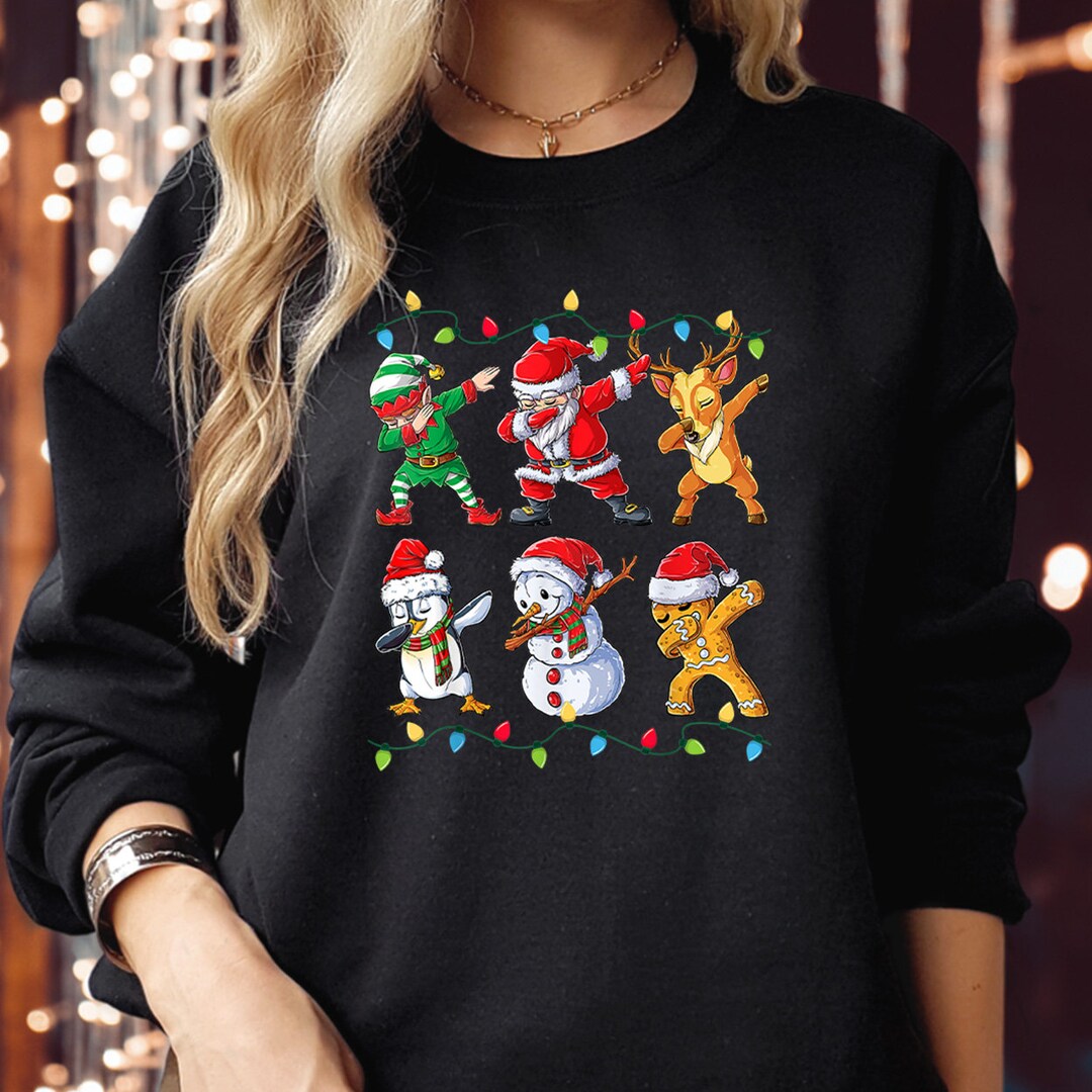 SWEATSHIRT 5198 DABBING SANTA Elf Friends Christmas Sweatshirts Funny ...