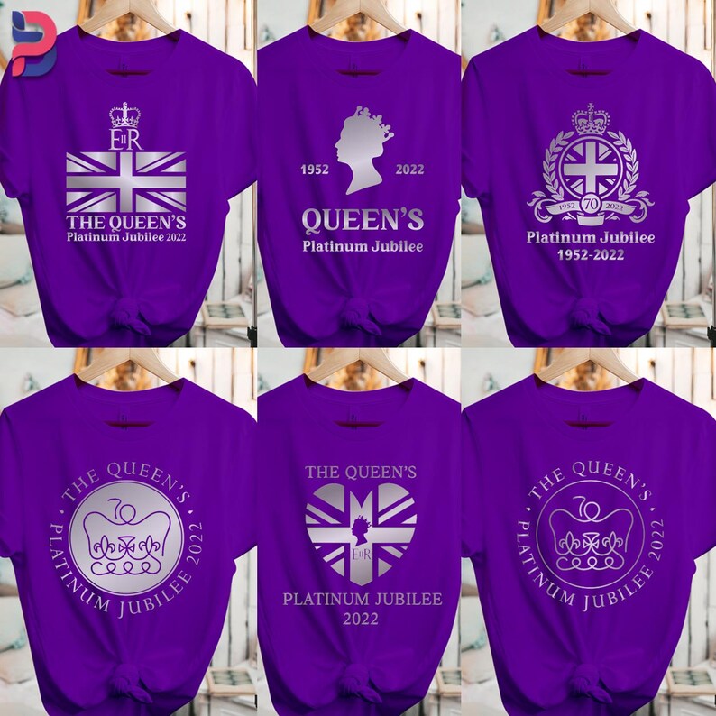 Queen Elizabeth II Platinum Jubilee 2022 CELEBRATION T shirt Union Jack Tshirt The Queen's Crown T shirt SILVER_PRINT 