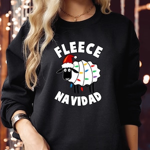 SWEATSHIRT (5312) FLEECE NAVIDAD Christmas Sweatshirts Lights Decor Funny Cute Adults Xmas Tops Feliz Navidad Men Women Holiday Gift Jumper