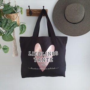 Personalized Bag Sister Aunt Brother Uncle | name children niece nephew | organic cotton | Black | nature | shoppers | jute bag