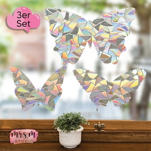 XL Suncatcher Schmetterlinge | 3er Set | Sonnenfänger | Regenbogeneffekt | Window Decal l Fenstersticker | Aufkleber