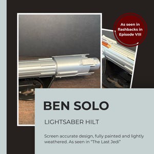 Ben Solo Lightsaber Hilt | Star Wars Replica | Hand Painted | Cosplay Prop | Display Base