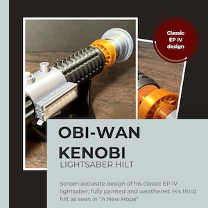 Obi-Wan Kenobi &quot;A New Hope&quot; Lightsaber Hilt | Star Wars Replica | Hand Painted | Cosplay Prop | Display Base