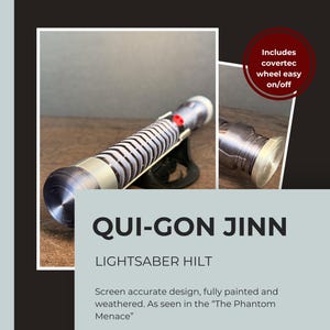 Qui-Gon Jinn Lightsaber Hilt | Star Wars Replica | Hand Painted | Cosplay Prop | Display Base