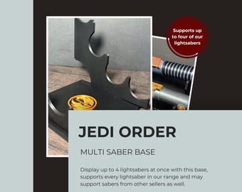 Jedi Order Multi Lightsaber Display Base Holds 3 | Horizontal Saber Stand | 3D Printed Star Wars | Light Side Collector Shelf
