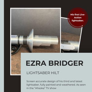 Ezra Bridger &quot;Ahsoka&quot; Lightsaber Hilt | Star Wars Replica | Hand Painted | Cosplay Prop | Display Base