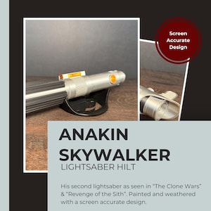 Anakin Skywalker &quot;Revenge of the Sith&quot; Lightsaber Hilt | Star Wars Replica | Hand Painted | Cosplay Prop | Display Base