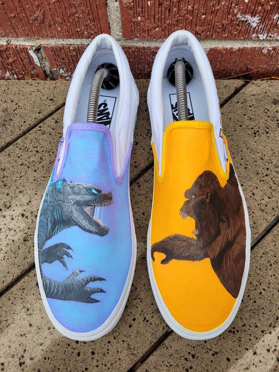 Custom Godzilla vs Kong freehand / handpainted shoes Etsy