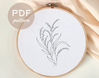 Botanical Hand Embroidery Pattern, Instant digital download,  Embroidery pattern PDF, Embroidery Hoop Art