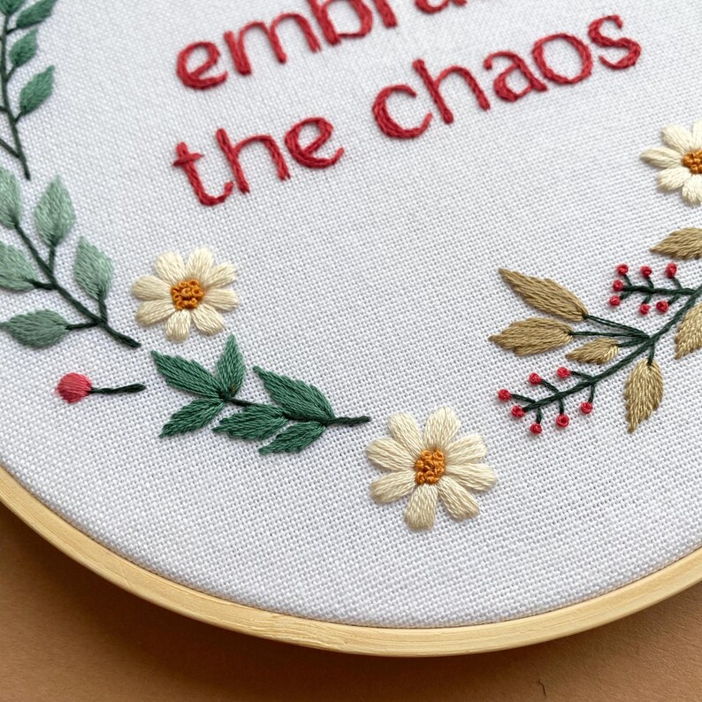 Hand Embroidered Flower Wreath, Floral Hoop, Custom Embroidery Hoop Art ...