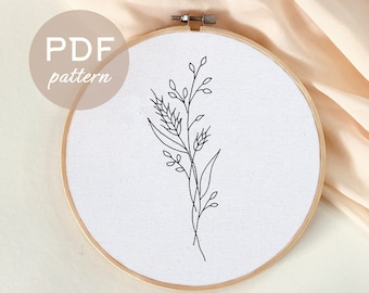 Floral Hand Embroidery Pattern, Instant Download, Floral bouquet Embroidery, PDF Digital Download, Embroidery hoop