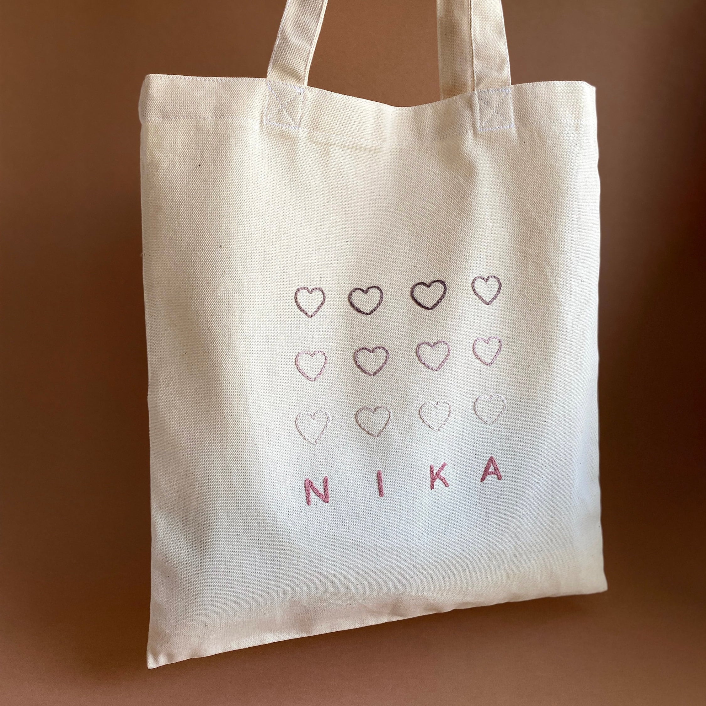 Customer Hand Embroidery Bag, Handmade Tote Bag, Shopping Bag, Cute Little Hearts, Cotton Tote, Market bag, Eco Tote Bag, Embroidered bag