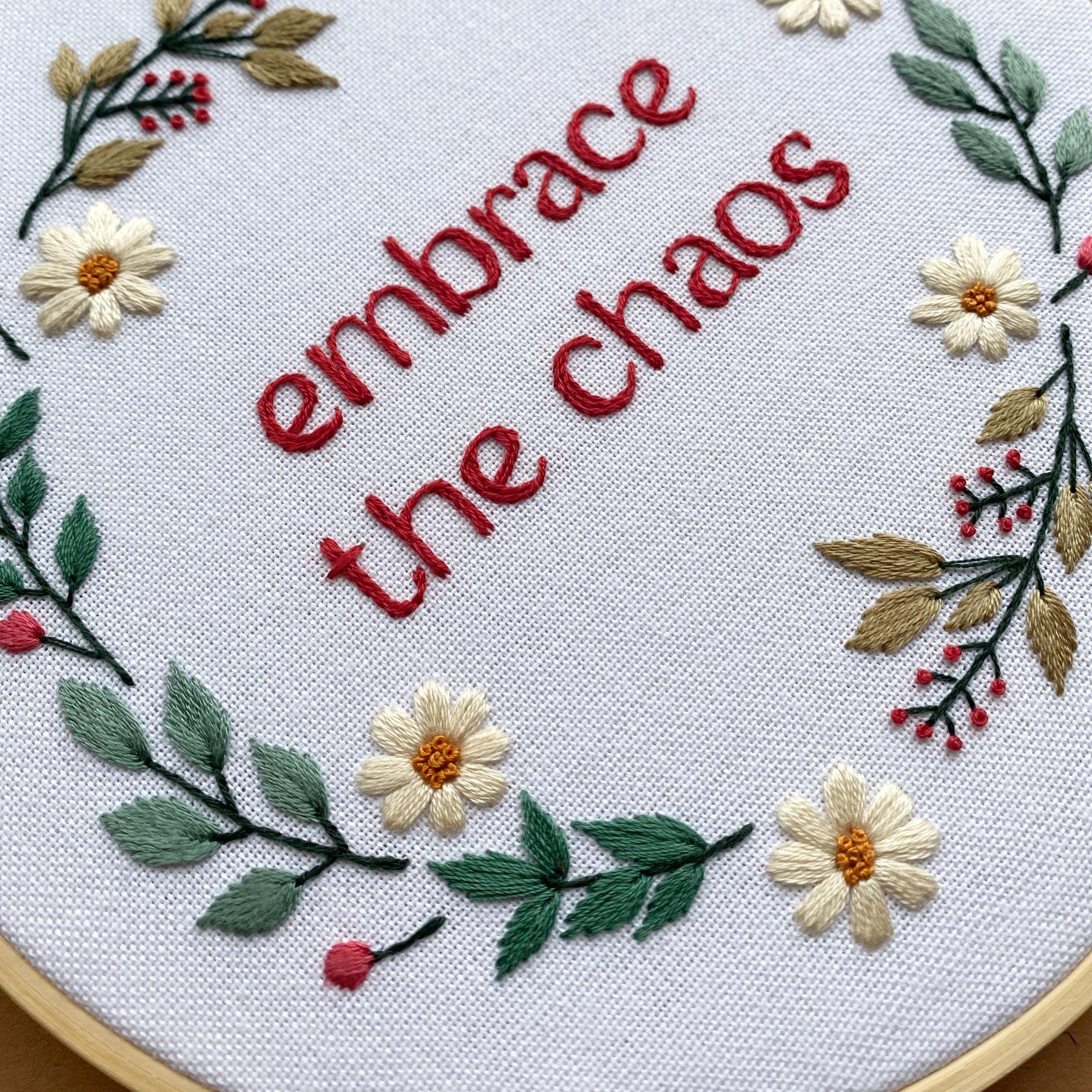 Hand Embroidered Flower Wreath, Floral Hoop, Custom Embroidery Hoop Art ...