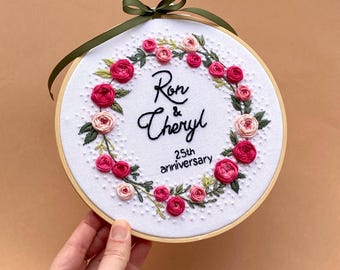 Floral Hoop, Custom Embroidery Hoop Art, Personalized Wall Decor