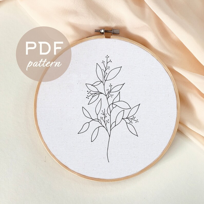 Botanical Pattern, Embroidery Pattern PDF, Embroidery Hoop Art, Instant