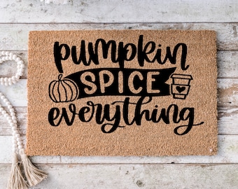 Fall Home Decor Pumpkin cute outdoor front porch welcome door mat, gift for new home, gift for mom, - Falling leaves doormat -9020
