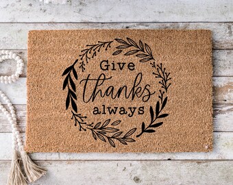 Fall Home Decor Pumpkin cute outdoor front porch welcome door mat, gift for new home, gift for mom, - Falling leaves doormat -9031