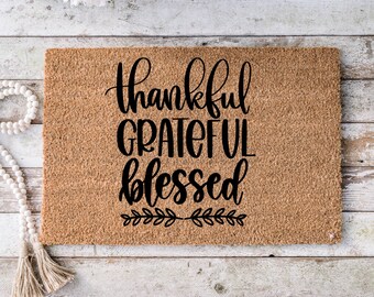 Fall Home Decor Pumpkin cute outdoor front porch welcome door mat, gift for new home, gift for mom, - Falling leaves doormat -9023