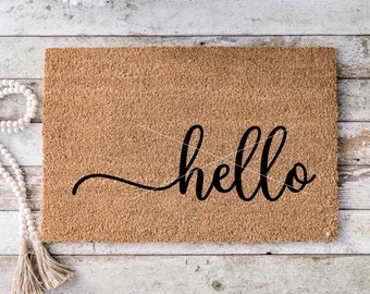 hello, Funny Doormat, Housewarming Gift, Welcome Mat, Funny Door Mat, Closing Gift, Wedding Gift -75
