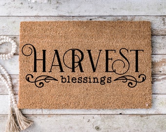 Fall Home Decor Pumpkin cute outdoor front porch welcome door mat, gift for new home, gift for mom, - Falling leaves doormat -9033
